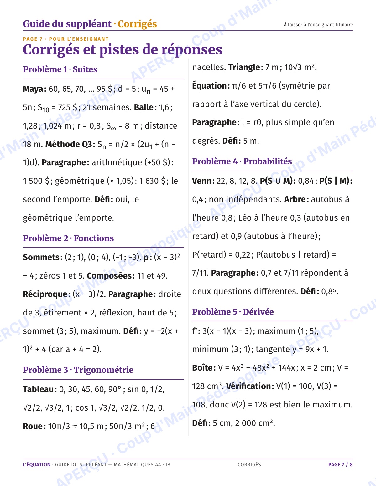 Page 7 — Maths AA IB — 11e-12e, trousse de suppléance