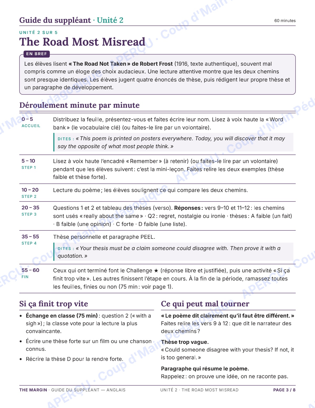 Page 3 — Anglais — 11e-12e, trousse de suppléance
