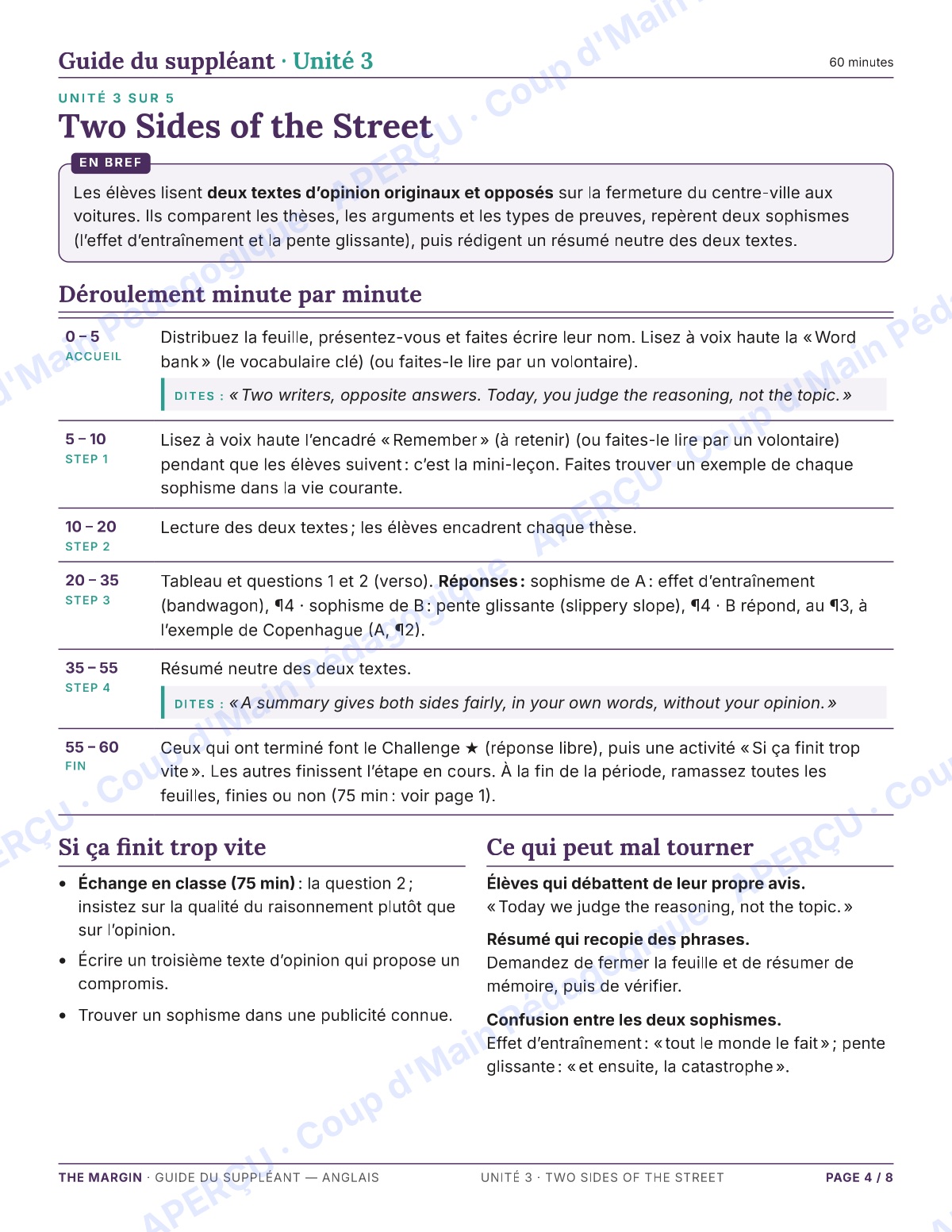 Page 4 — Anglais — 11e-12e, trousse de suppléance