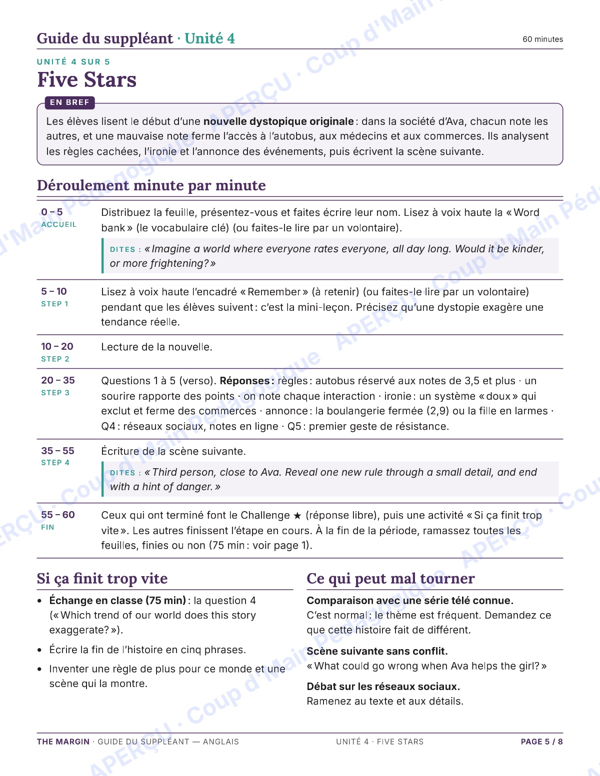 Page 5 — Anglais — 11e-12e, trousse de suppléance