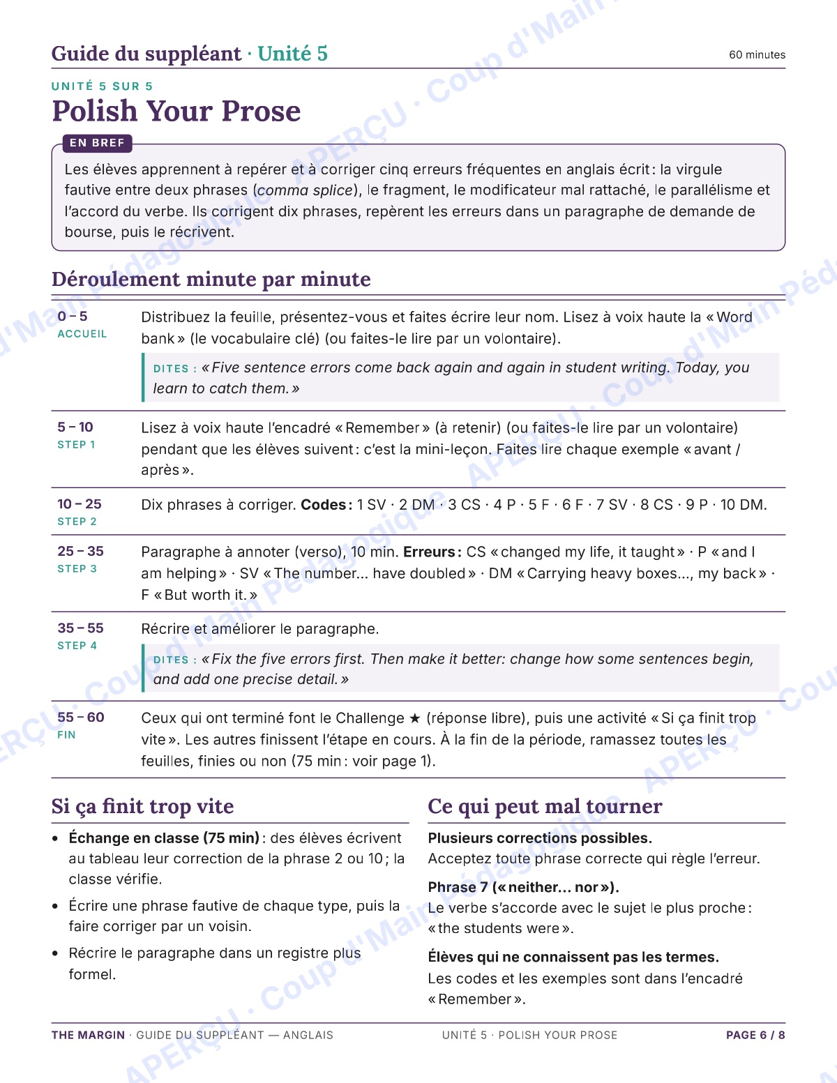 Page 6 — Anglais — 11e-12e, trousse de suppléance