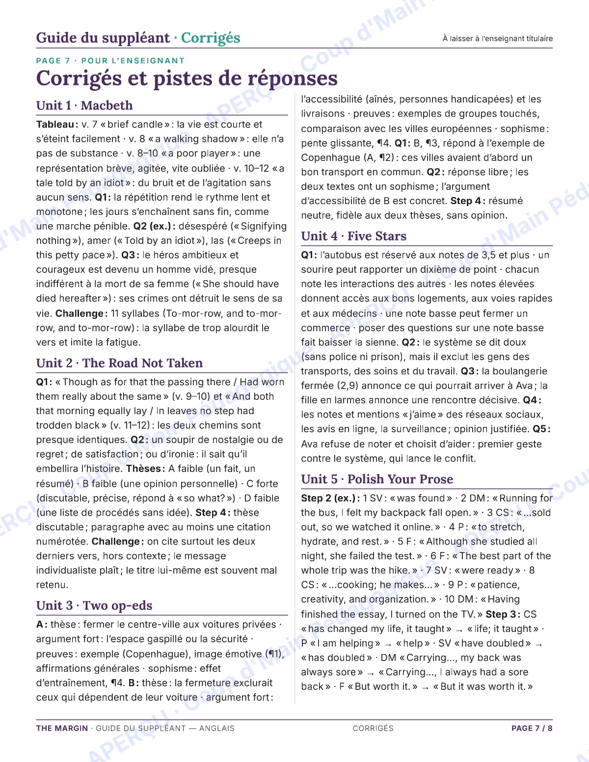 Page 7 — Anglais — 11e-12e, trousse de suppléance