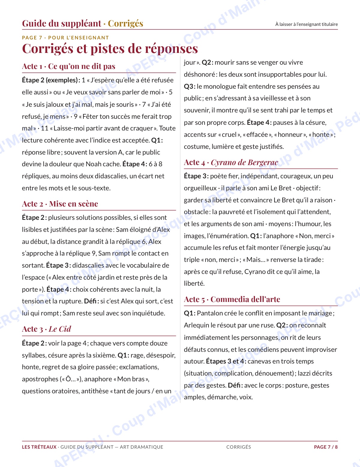 Page 7 — Art dramatique — 11e-12e, trousse de suppléance