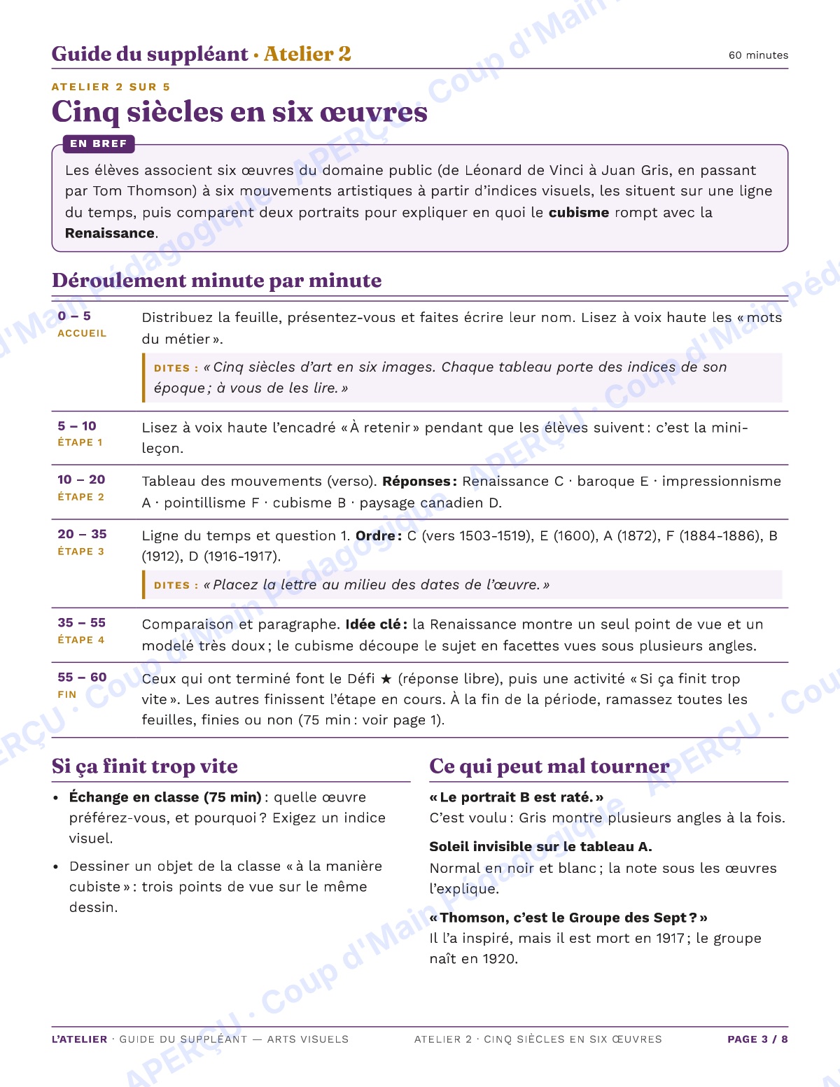 Page 3 — Arts visuels — 11e-12e, trousse de suppléance