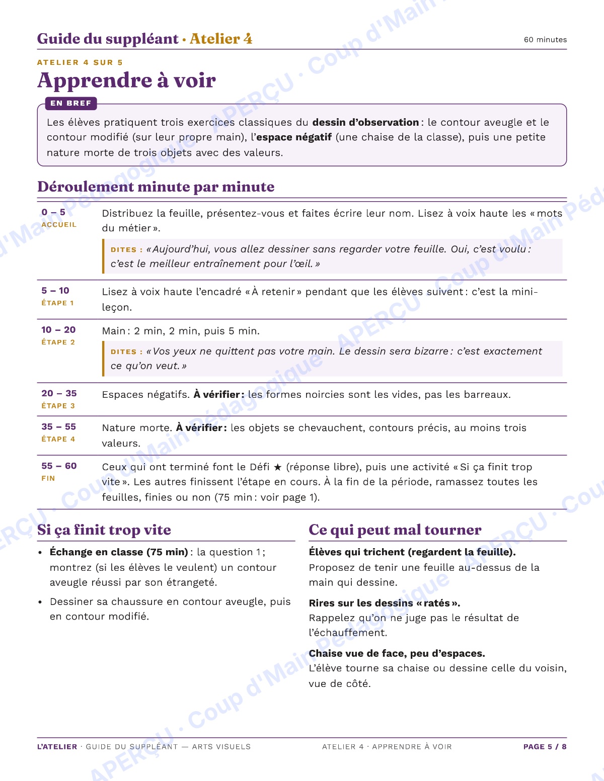 Page 5 — Arts visuels — 11e-12e, trousse de suppléance