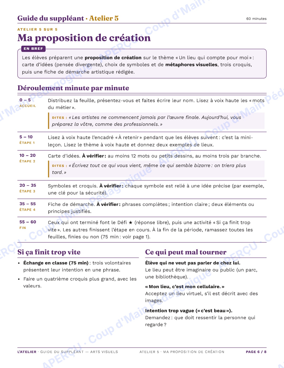 Page 6 — Arts visuels — 11e-12e, trousse de suppléance