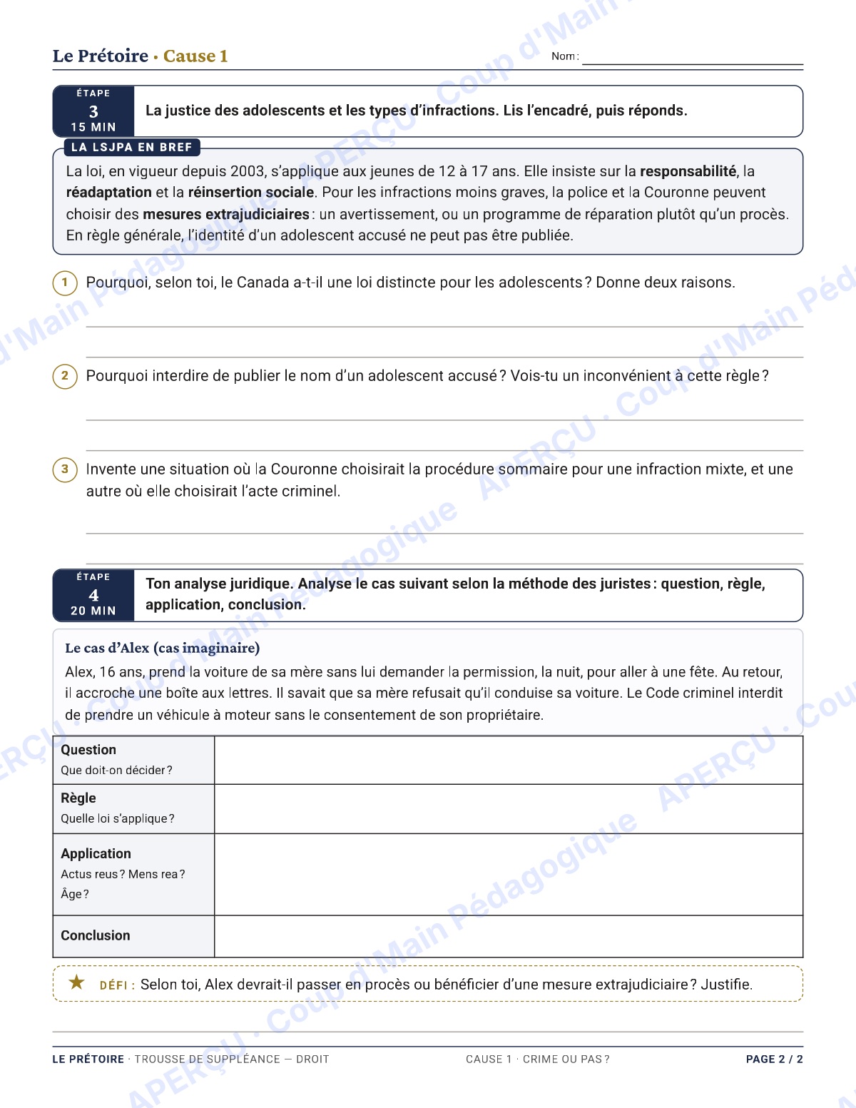 Page 2 — Droit criminel et civil — 11e-12e, suppléance