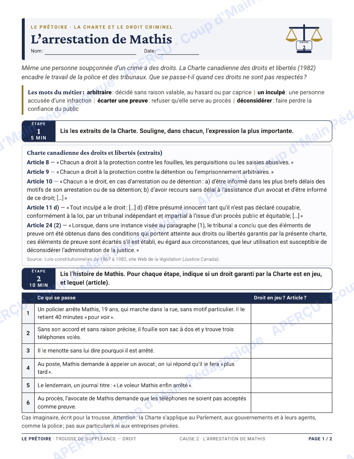 Page 3 — Droit criminel et civil — 11e-12e, suppléance