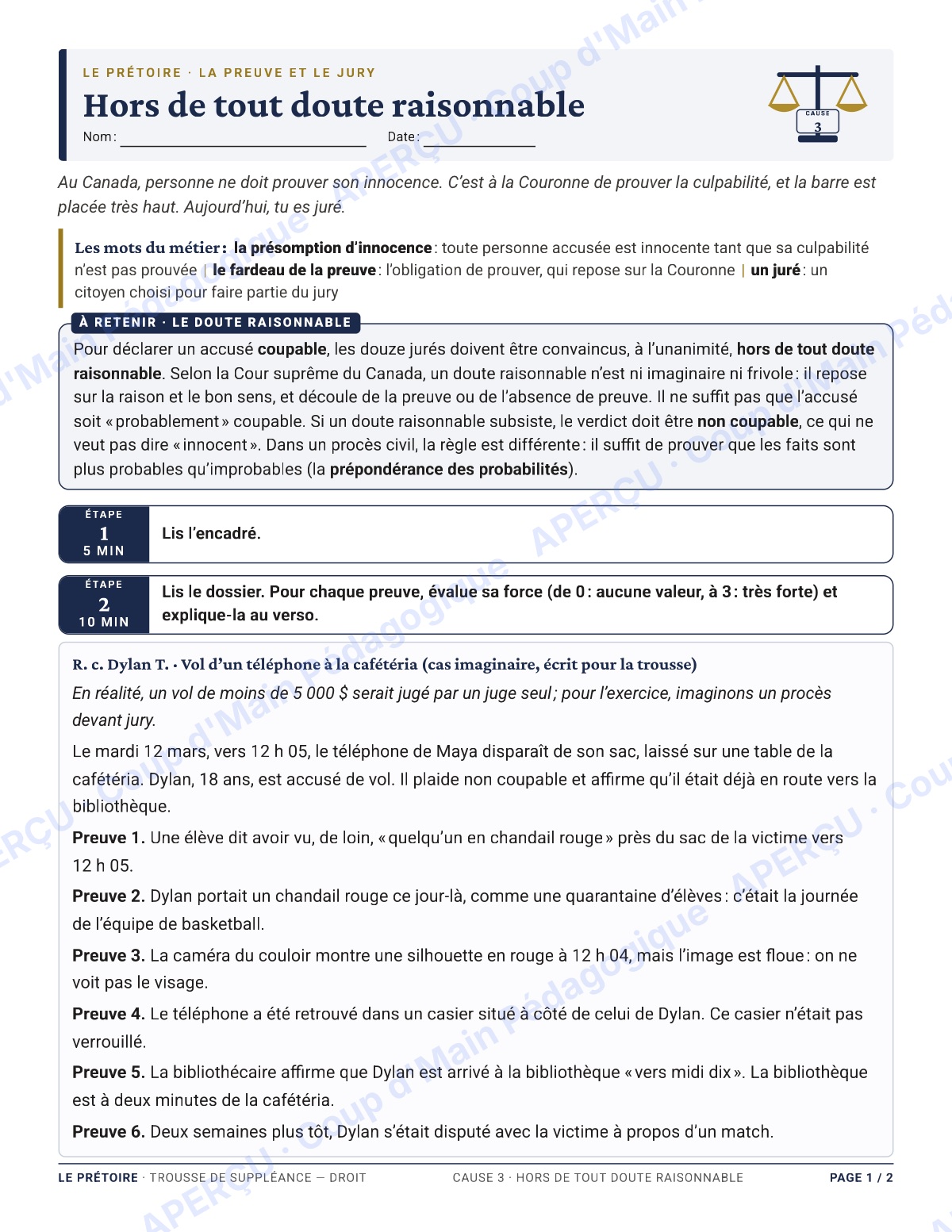 Page 5 — Droit criminel et civil — 11e-12e, suppléance