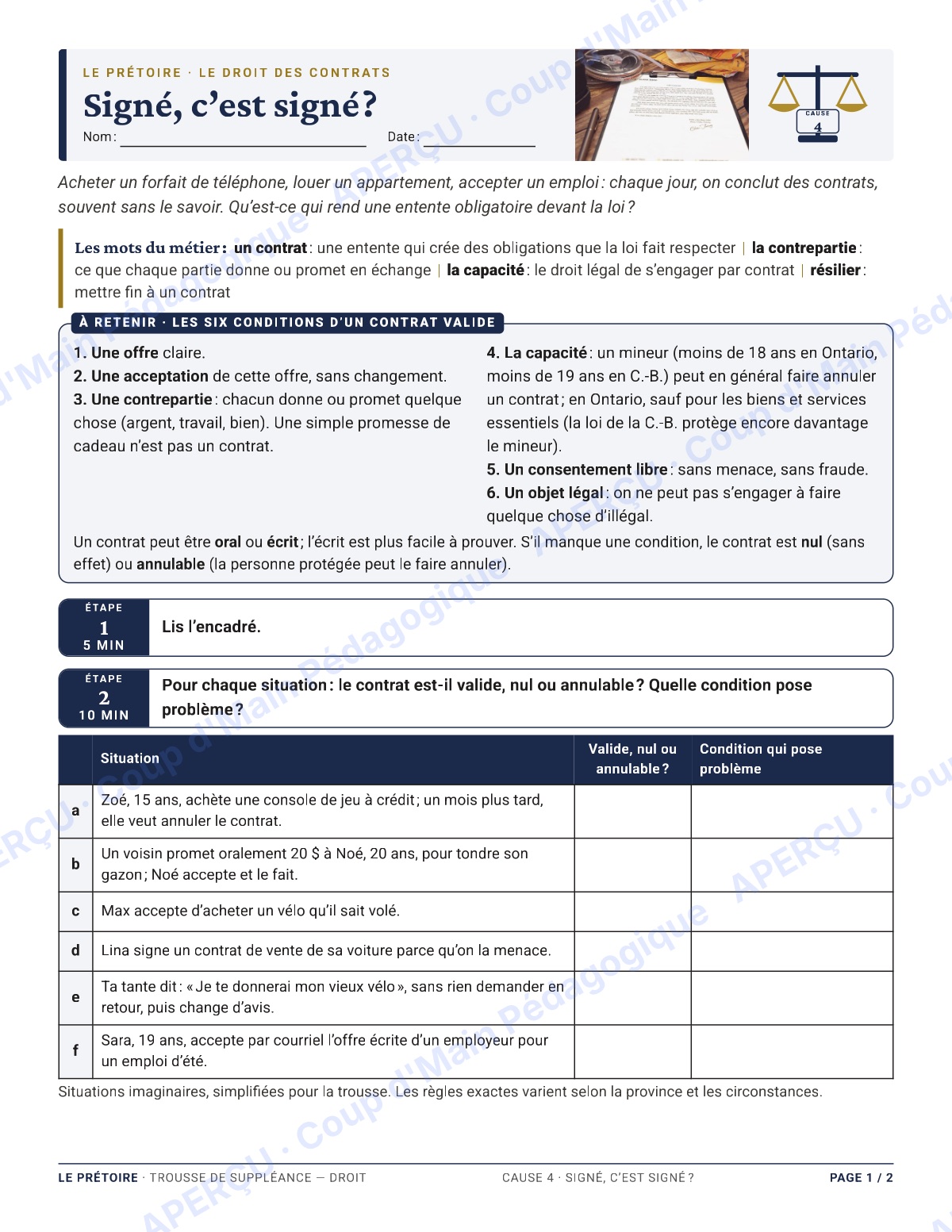 Page 7 — Droit criminel et civil — 11e-12e, suppléance