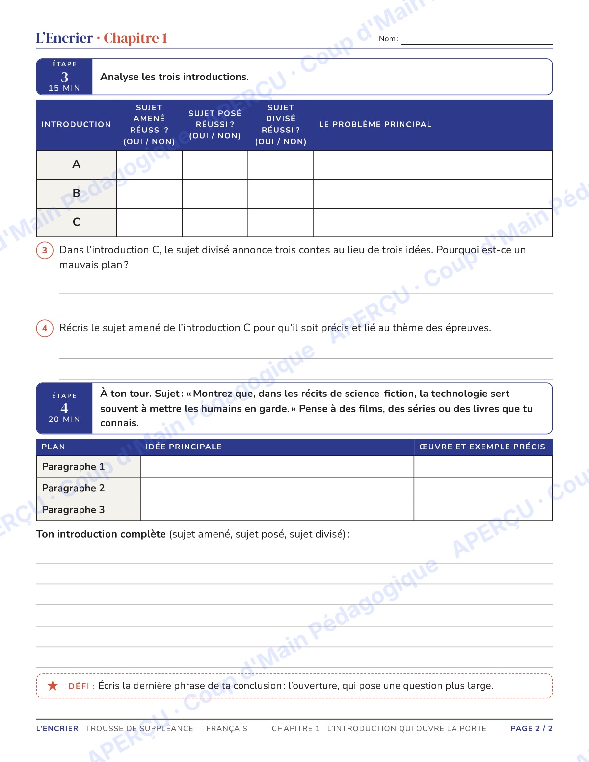 Page 2 — Français — 11e-12e, trousse de suppléance