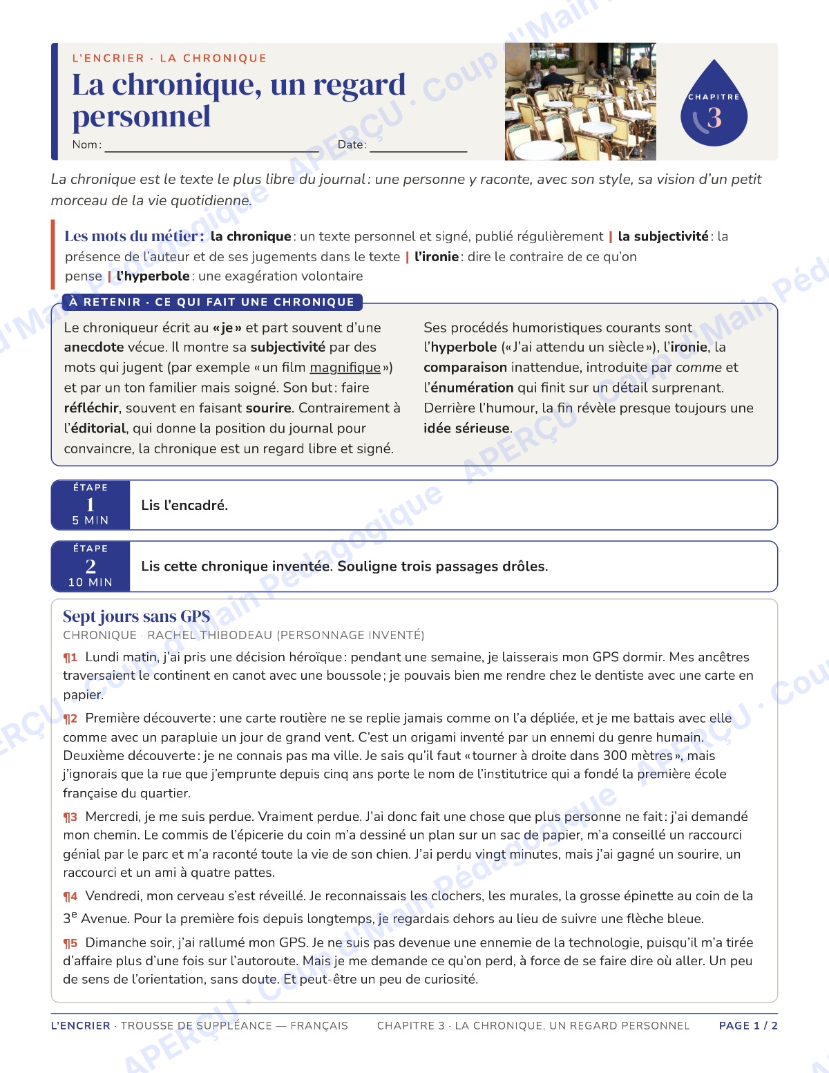 Page 5 — Français — 11e-12e, trousse de suppléance