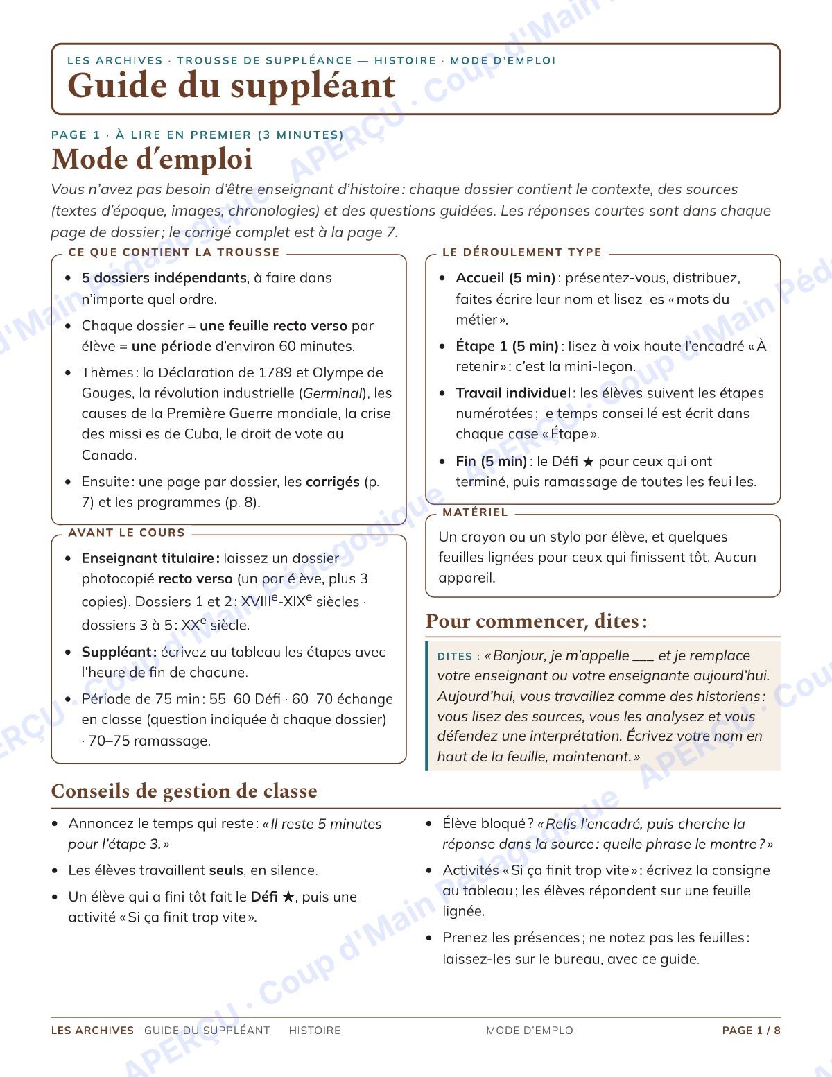 Page 1 — Les Archives (histoire) — 11e-12e, suppléance