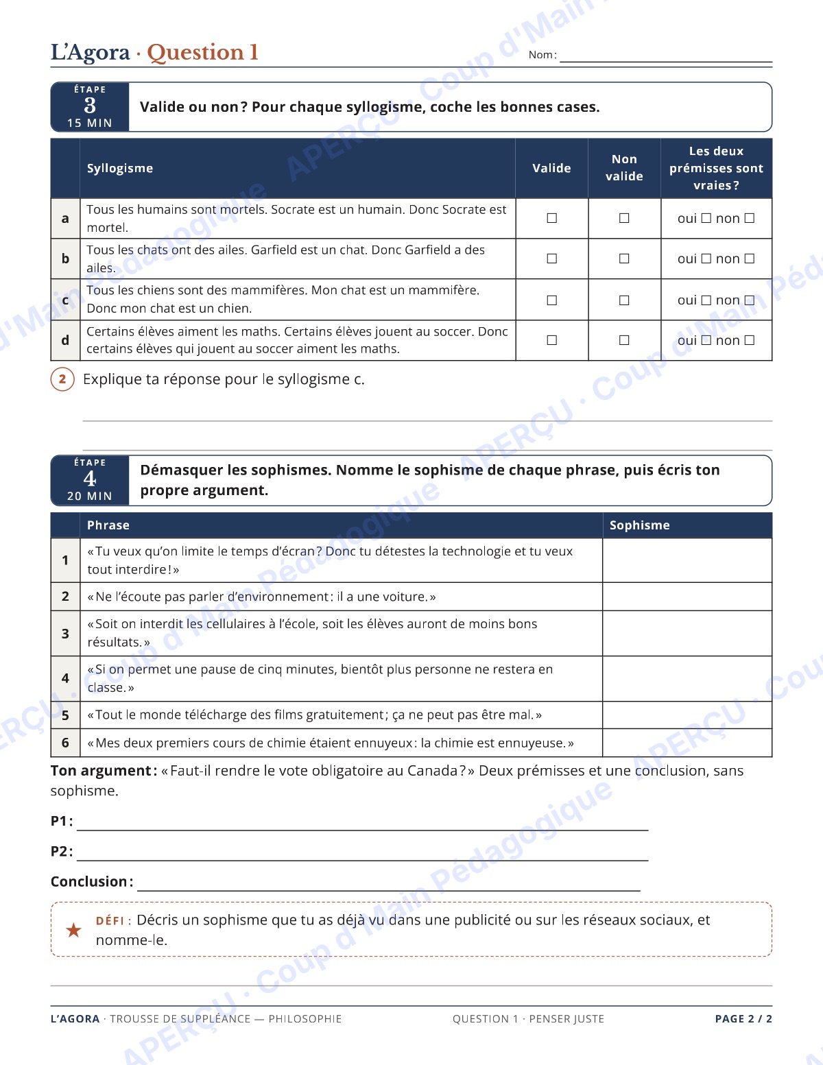 Page 2 — Philosophie — 11e-12e, trousse de suppléance