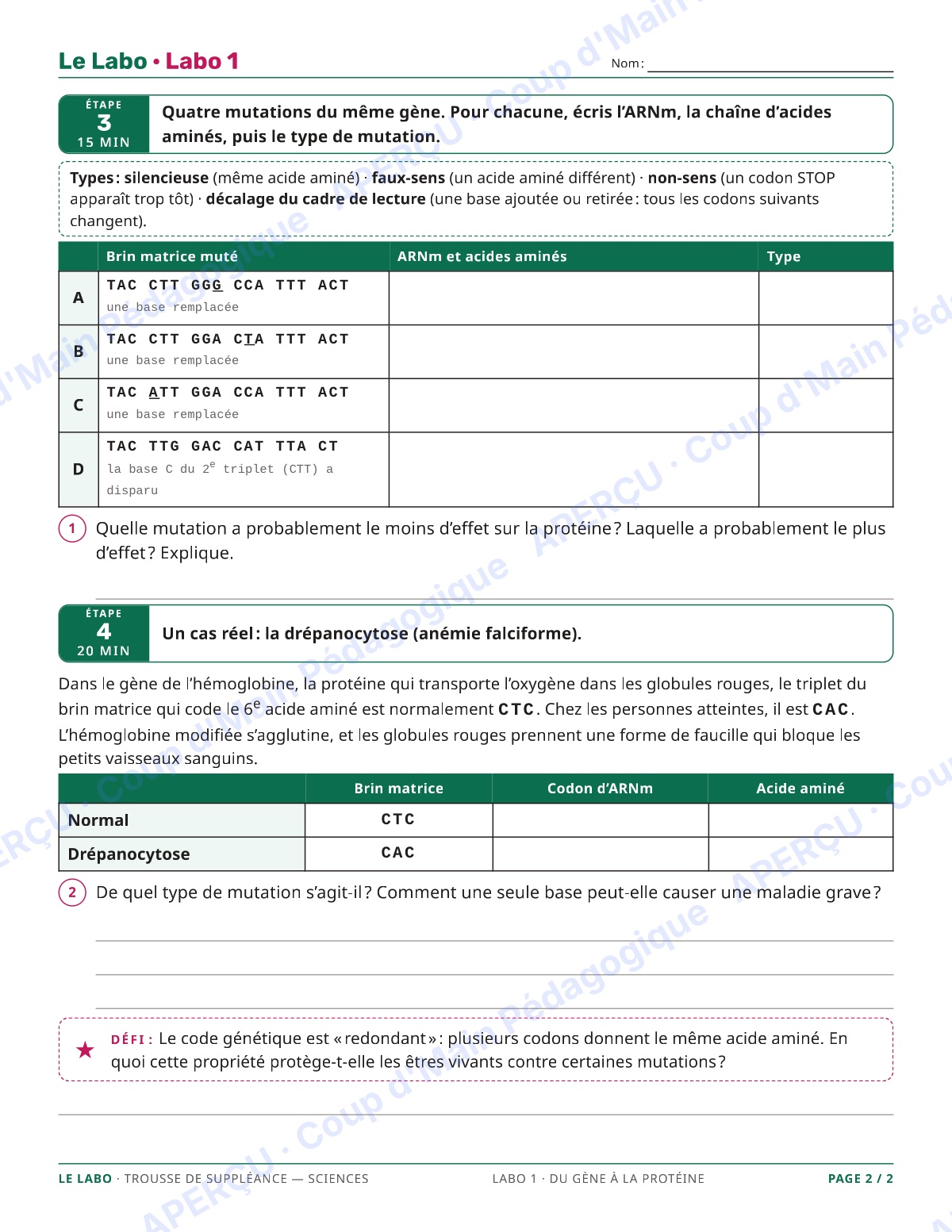 Page 2 — Sciences — 11e-12e, trousse de suppléance