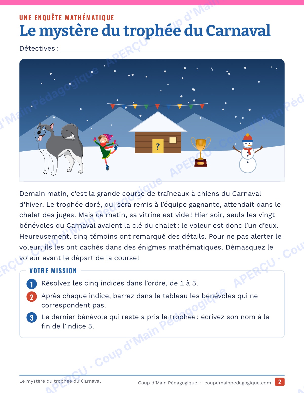 Page 2 — Le mystère du trophée du Carnaval — 5e-6e, enquête
