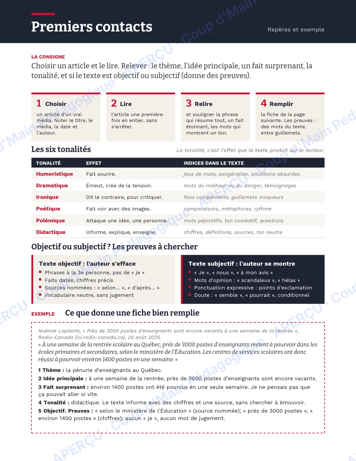 Page 2 — La presse écrite — 11e-12e année, unité complète