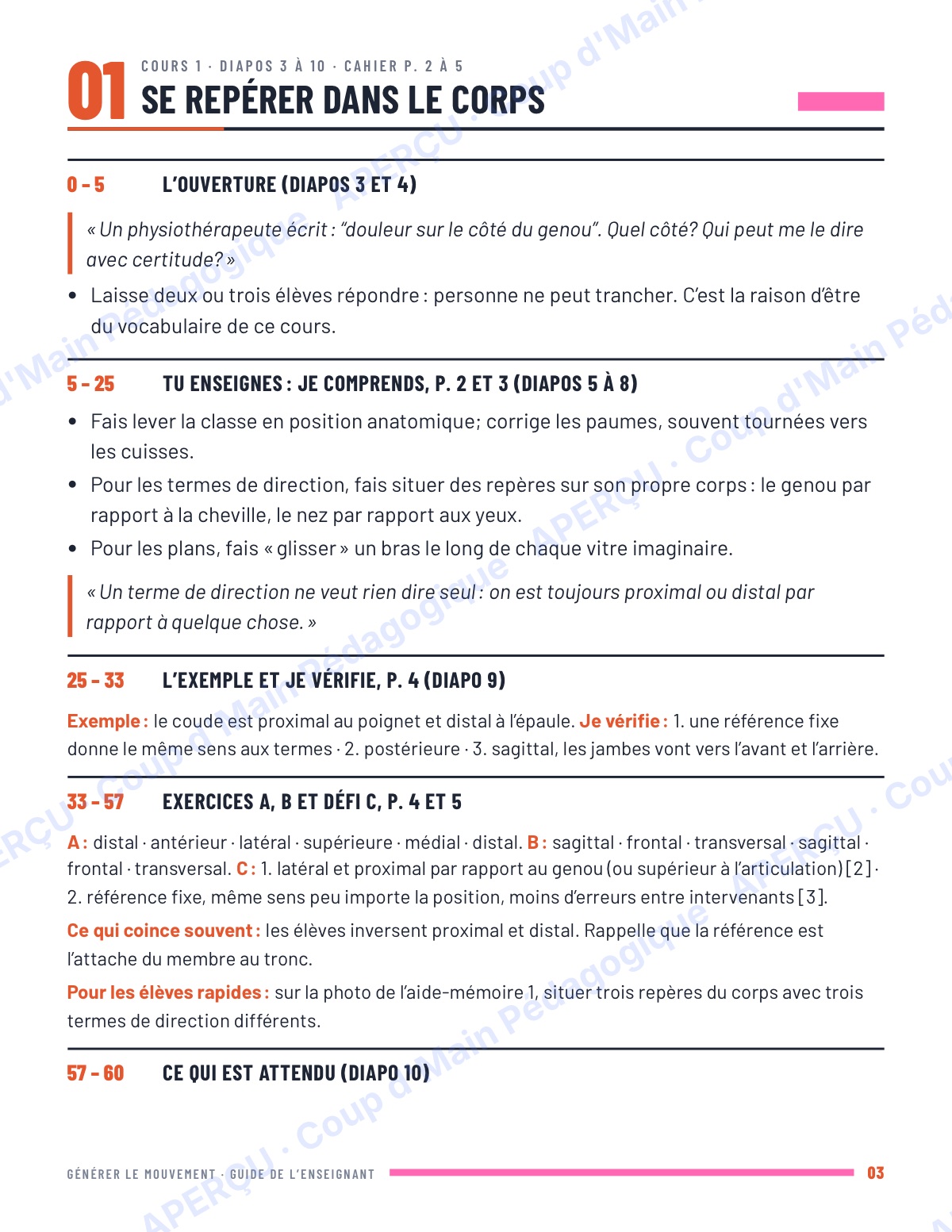 Page 3 — Générer le mouvement — 11e année, unité IB SEHS