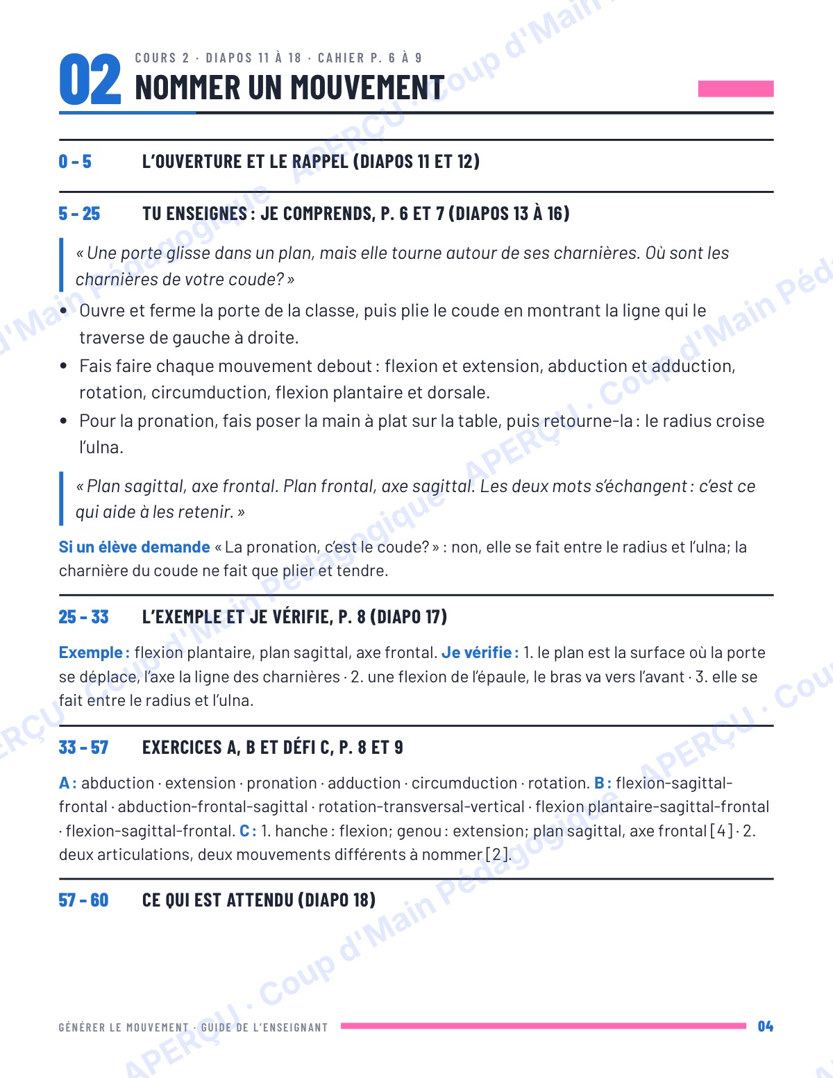 Page 4 — Générer le mouvement — 11e année, unité IB SEHS