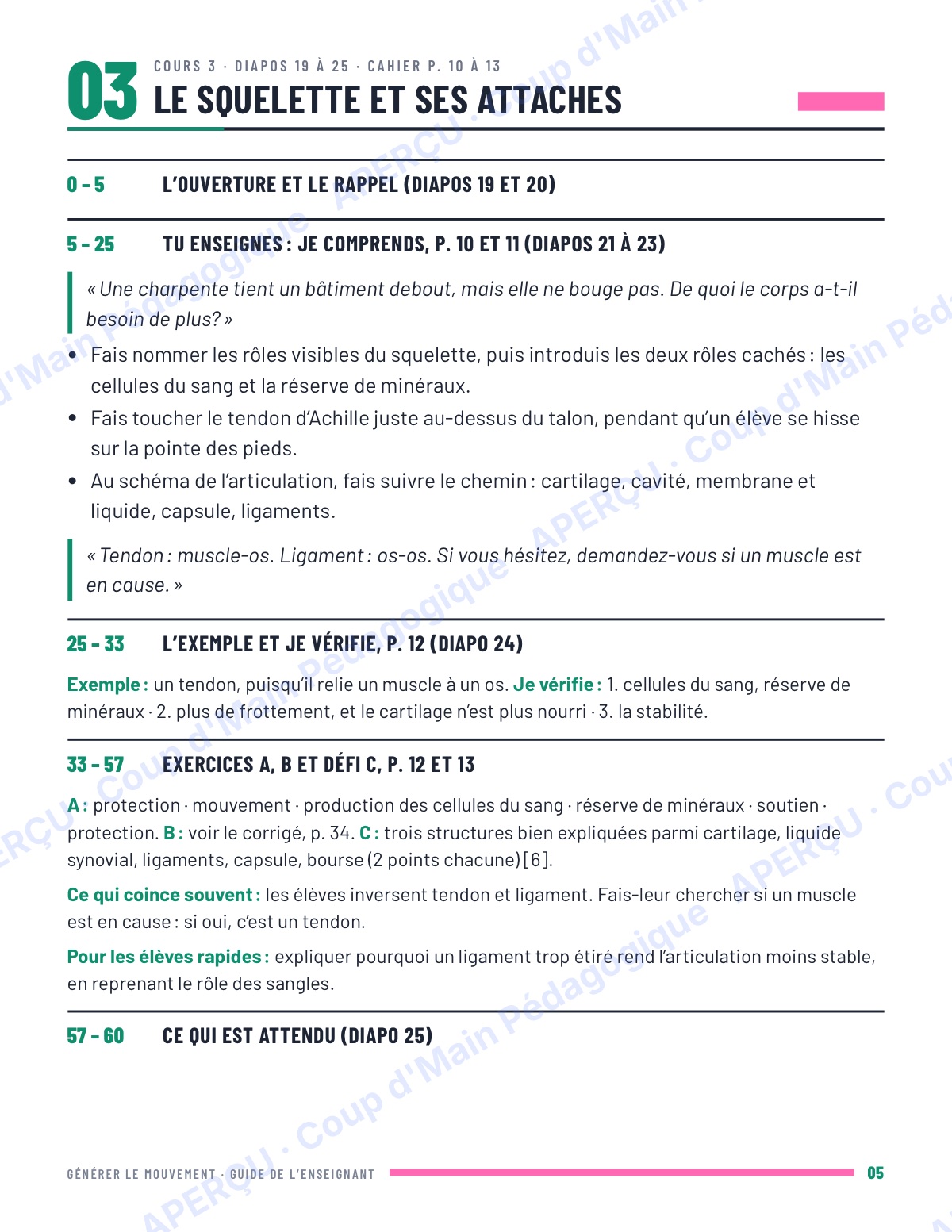 Page 5 — Générer le mouvement — 11e année, unité IB SEHS