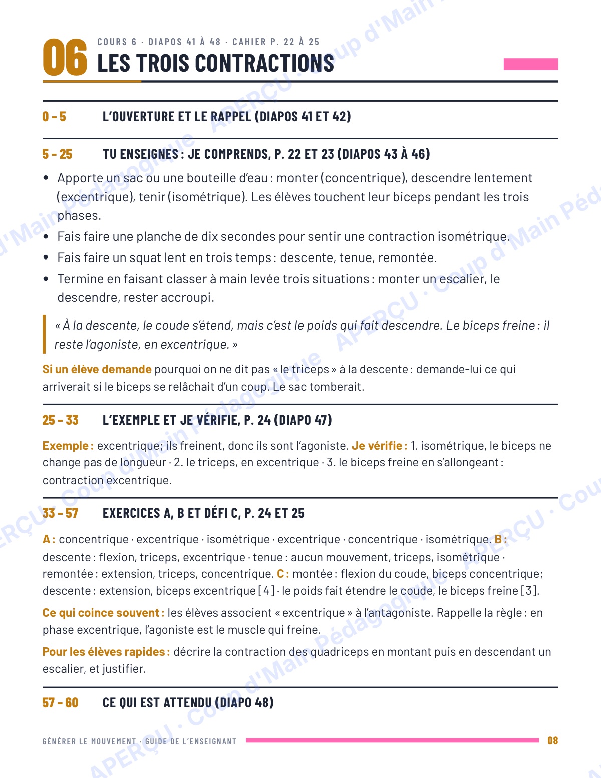 Page 8 — Générer le mouvement — 11e année, unité IB SEHS