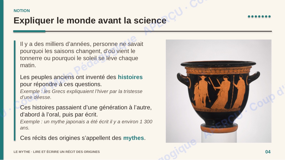 Page 6 — Le mythe — 7e année, unité complète