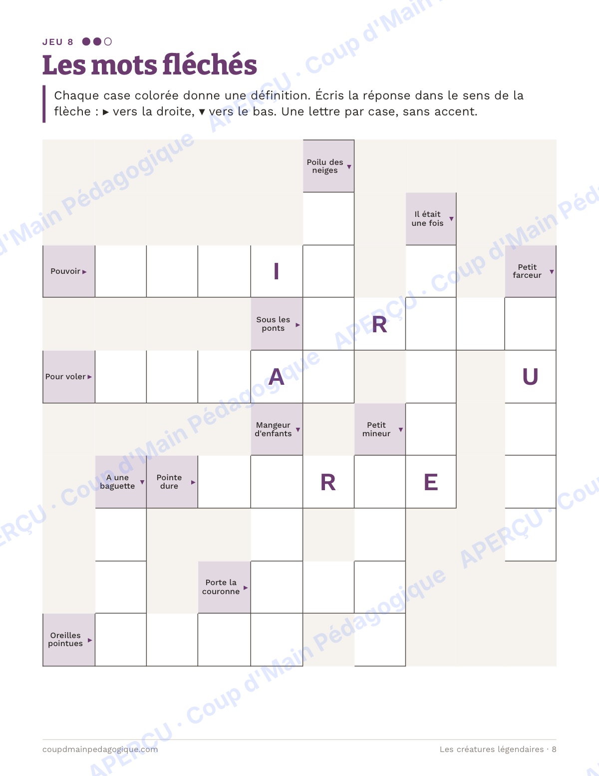 Page 8 — Créatures légendaires — 4e-6e, cahier de jeux