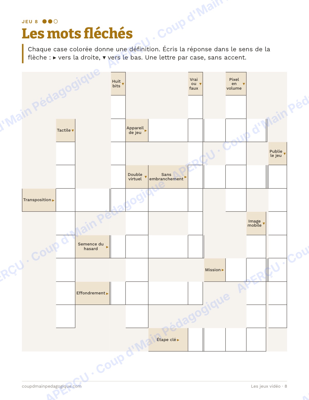 Page 8 — Les jeux vidéo — 10e-12e, jeux de vocabulaire