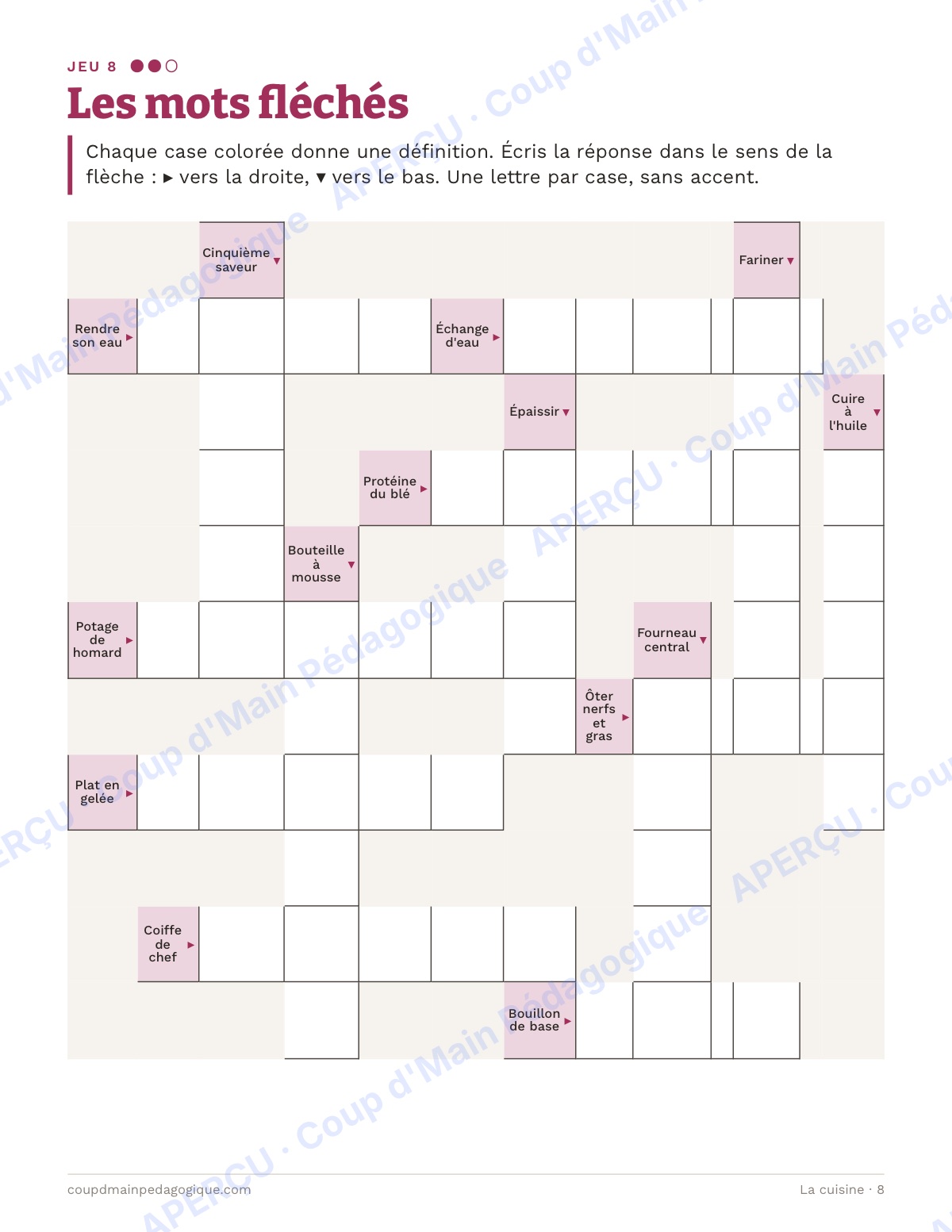 Page 8 — La cuisine — 10e-12e année, jeux de vocabulaire