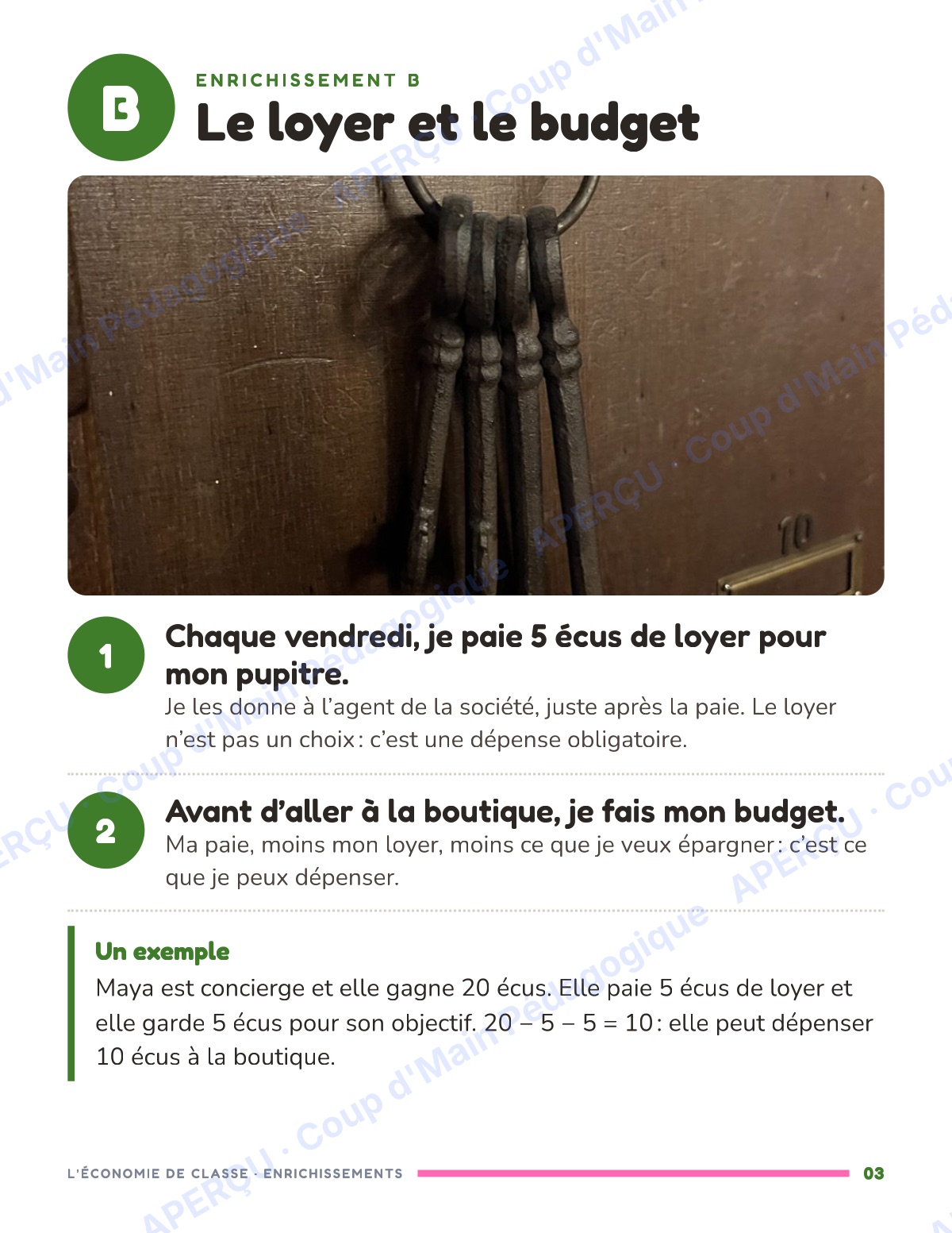 Page 7 — L'économie de classe — 4e-6e année, unité complète