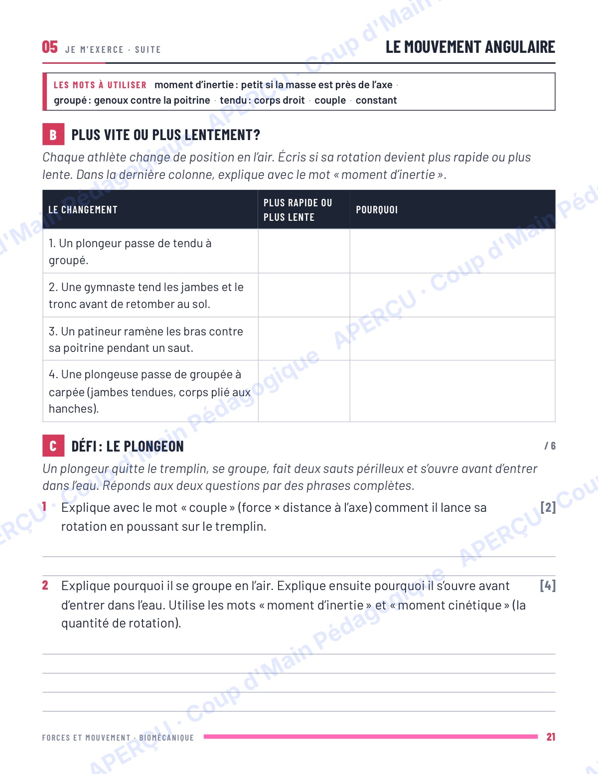 Page 4 — Forces et mouvement — 11e année, IB SEHS, unité