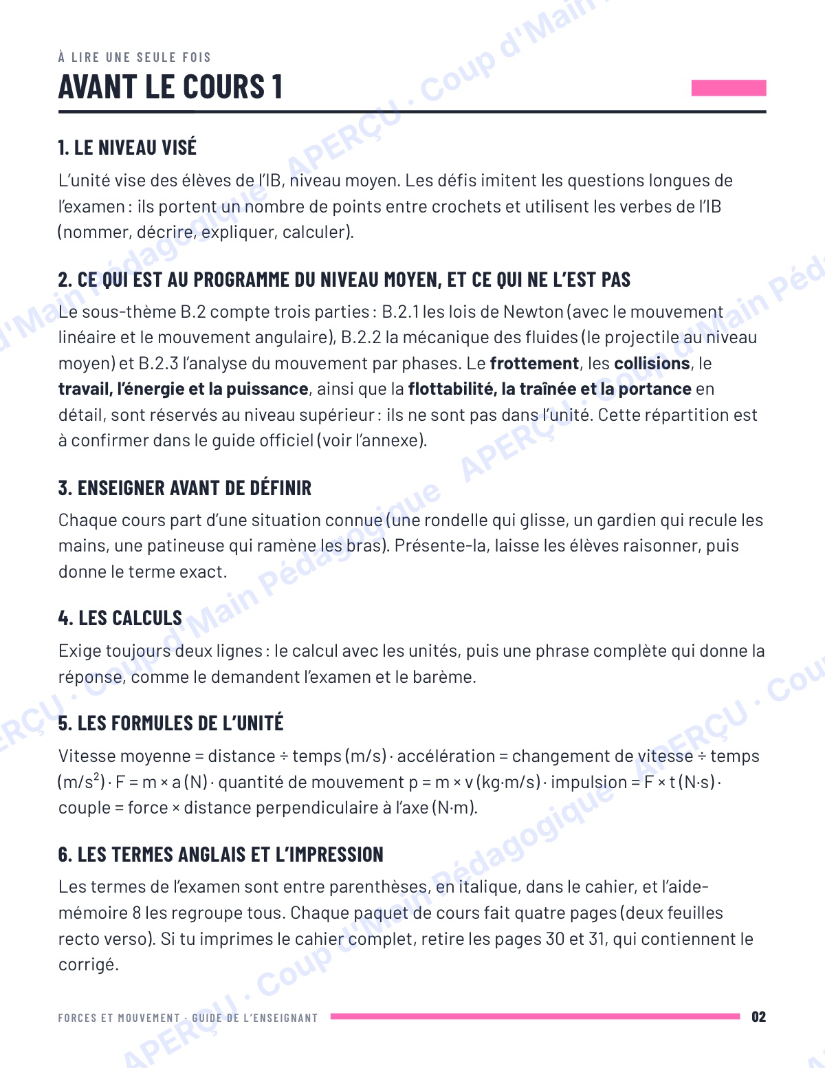Page 6 — Forces et mouvement — 11e année, IB SEHS, unité