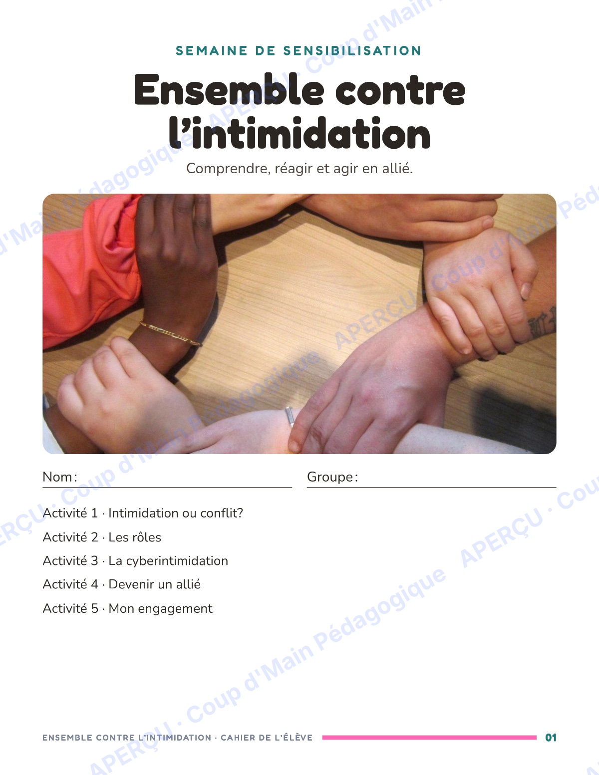 Page 1 — Ensemble contre l'intimidation — 4e-6e, unité