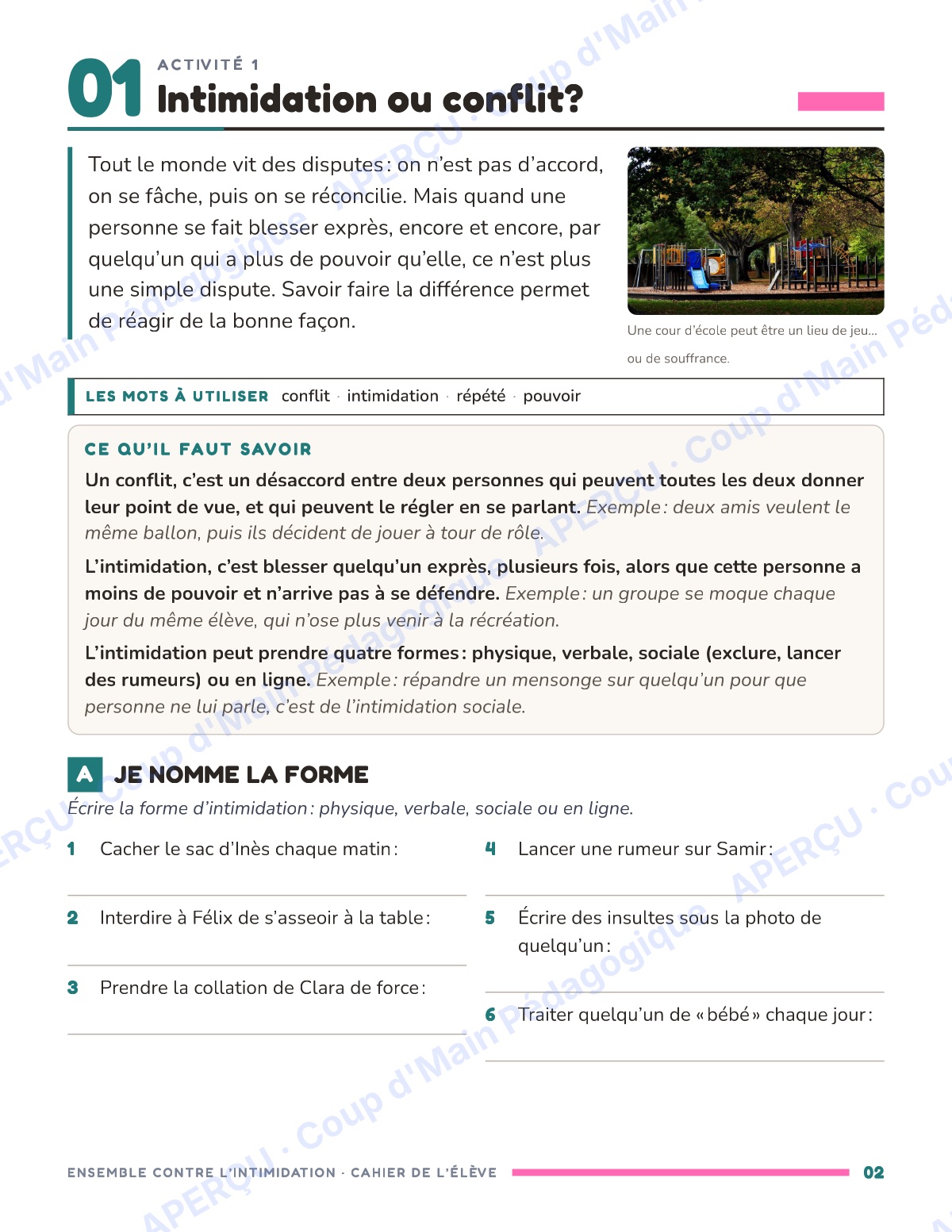 Page 2 — Ensemble contre l'intimidation — 4e-6e, unité