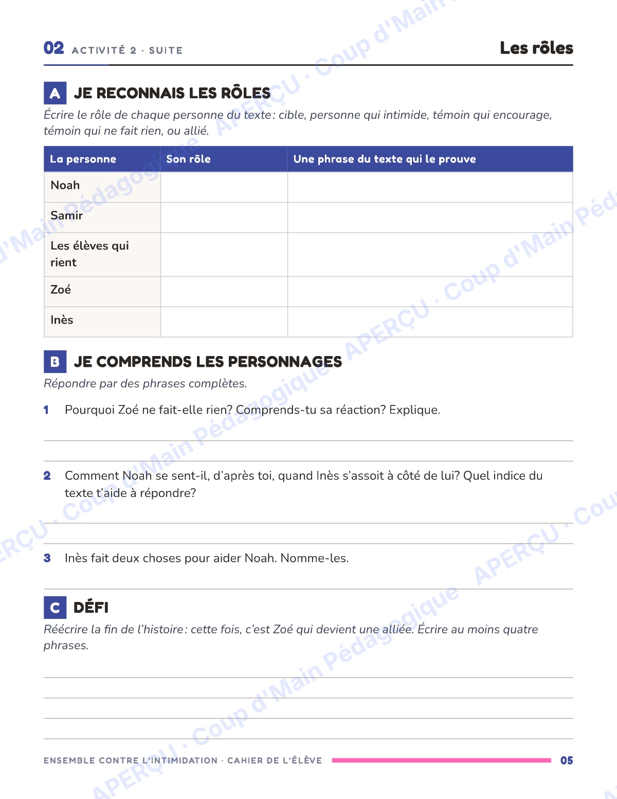 Page 5 — Ensemble contre l'intimidation — 4e-6e, unité