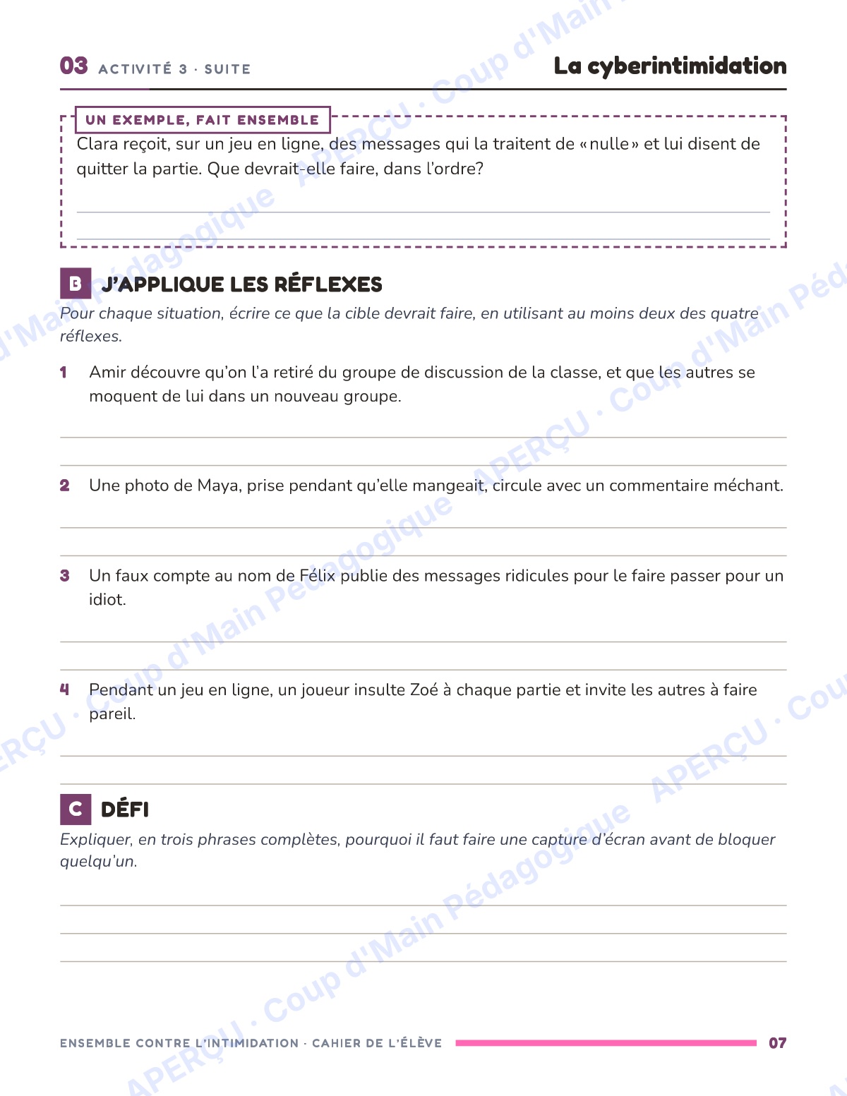 Page 7 — Ensemble contre l'intimidation — 4e-6e, unité