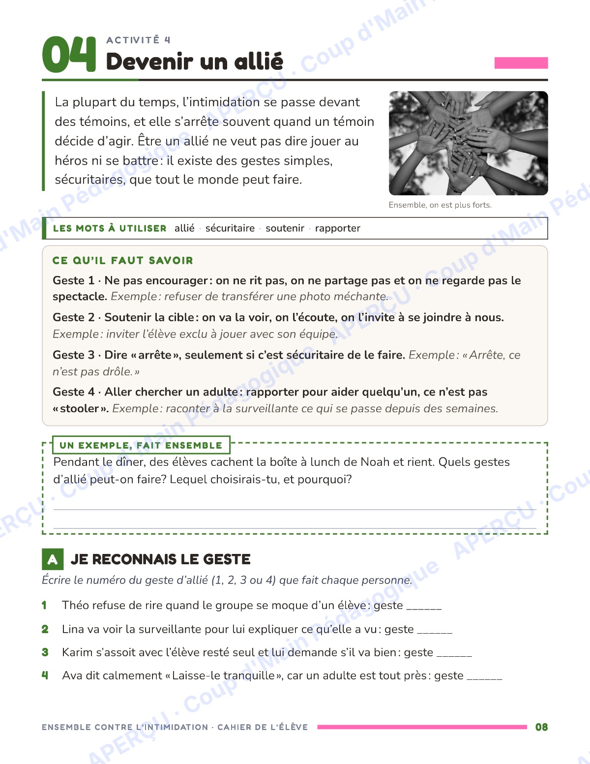 Page 8 — Ensemble contre l'intimidation — 4e-6e, unité