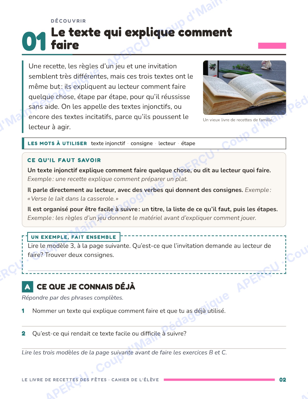 Page 8 — Le livre de recettes des Fêtes — 4e année, unité