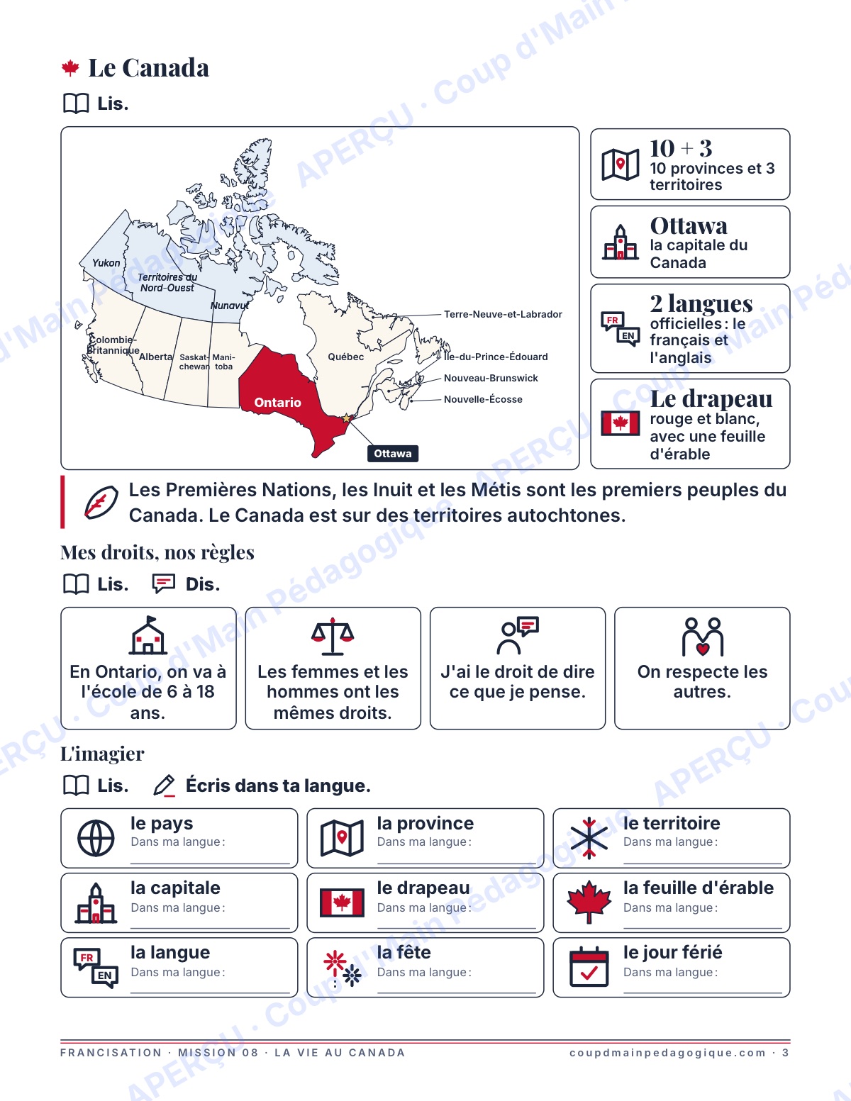 Page 3 — Mission 8 : la vie au Canada — 7e-9e, francisation