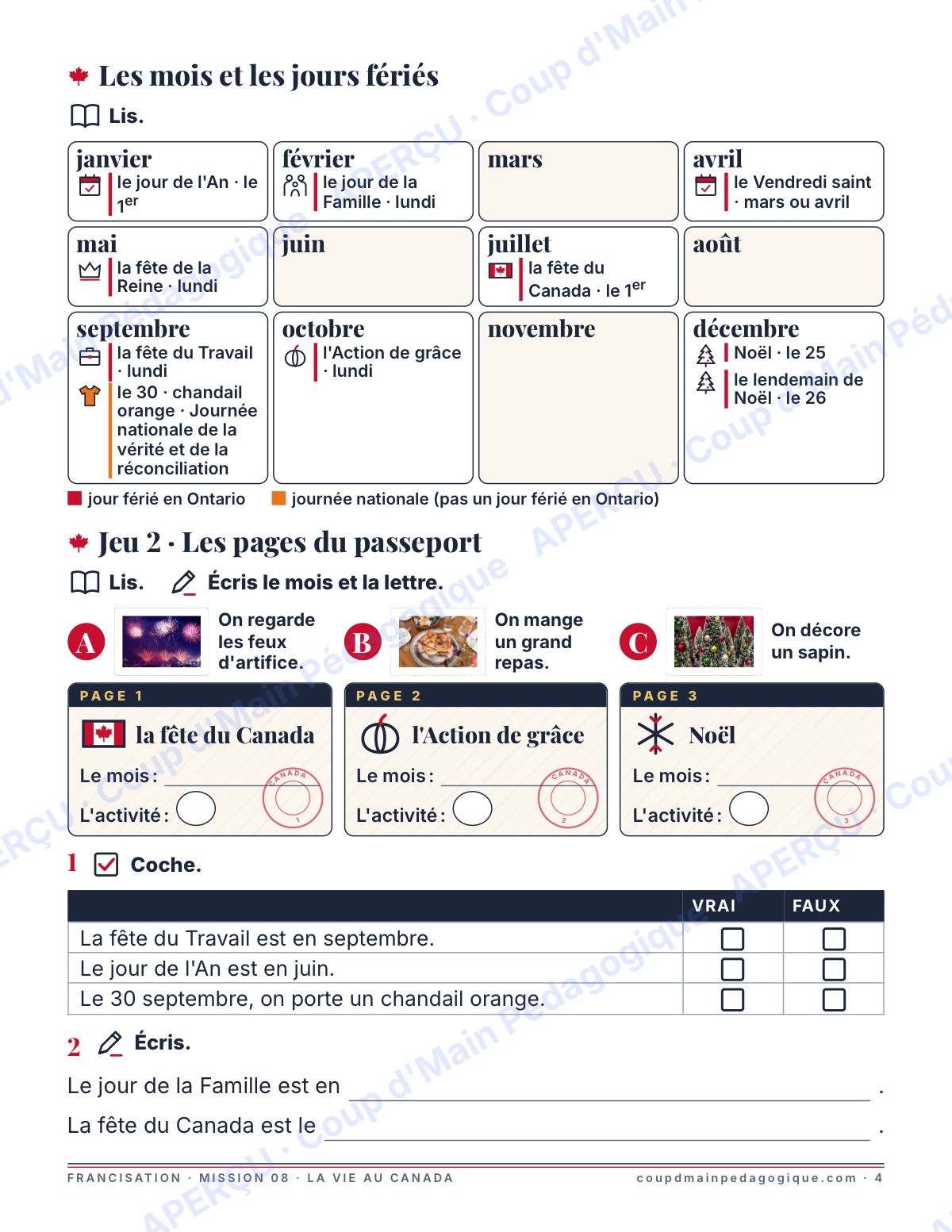 Page 4 — Mission 8 : la vie au Canada — 7e-9e, francisation
