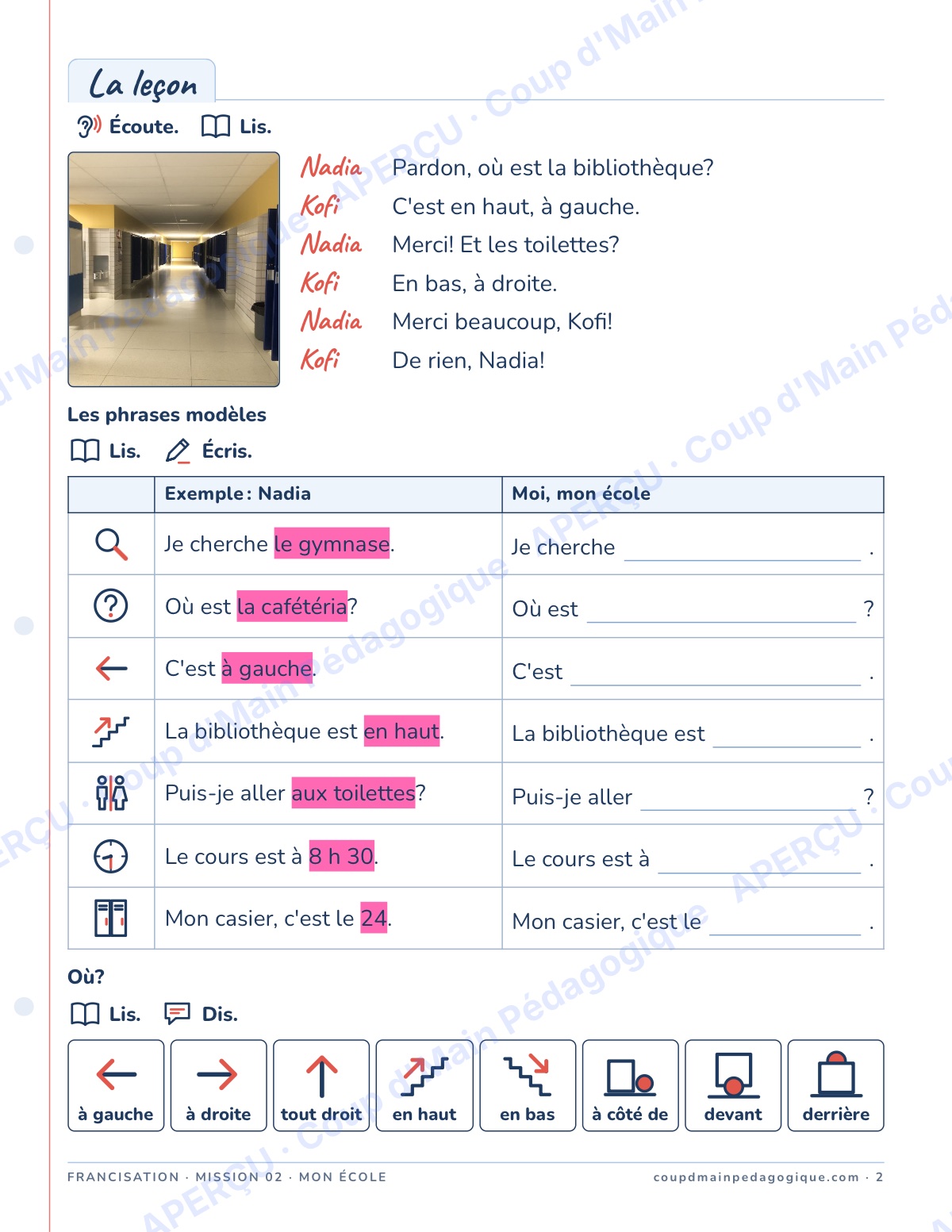 Page 2 — Mission 2 : mon école — 7e-9e, francisation