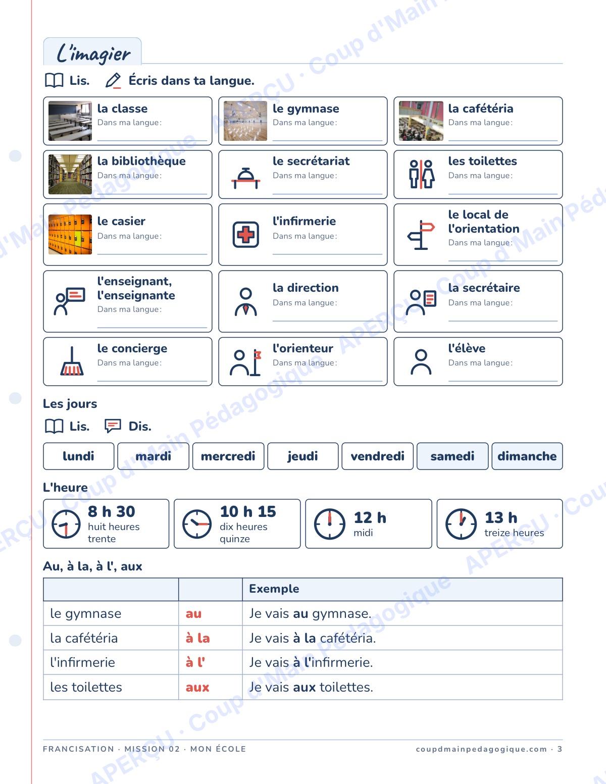 Page 3 — Mission 2 : mon école — 7e-9e, francisation