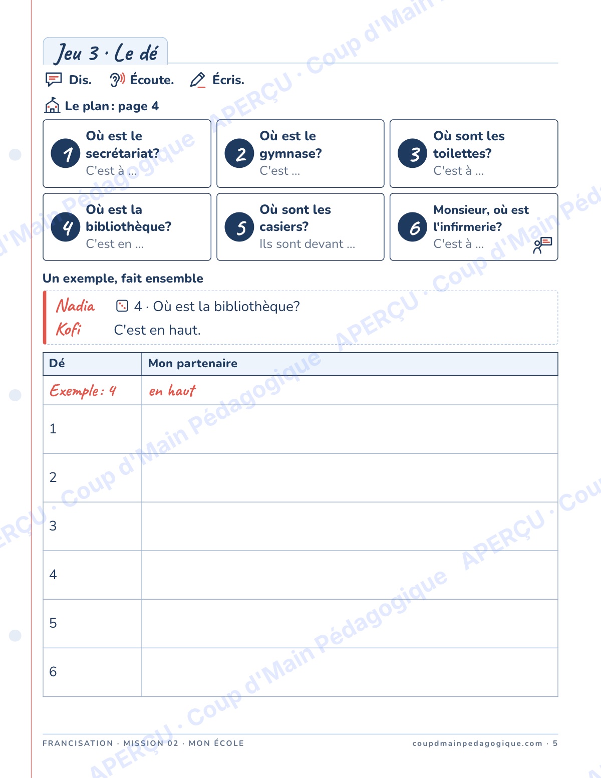 Page 5 — Mission 2 : mon école — 7e-9e, francisation