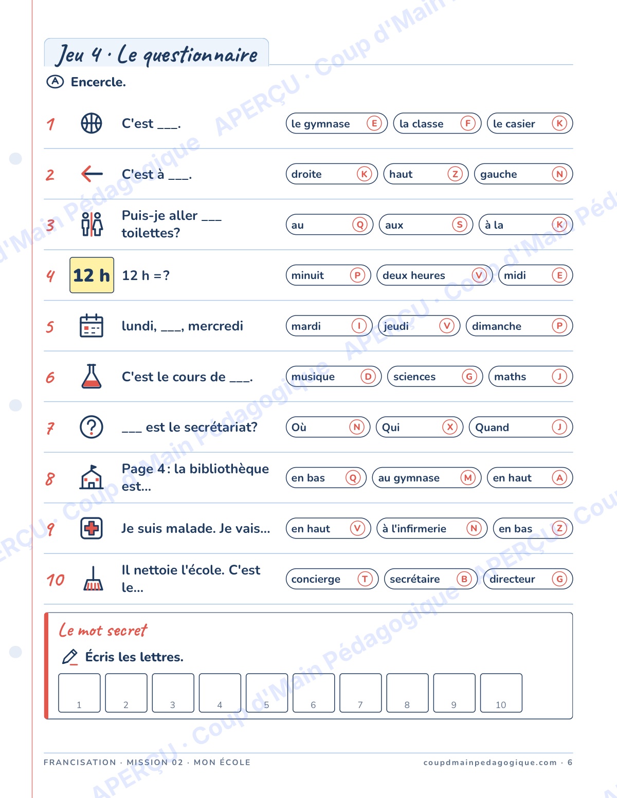 Page 6 — Mission 2 : mon école — 7e-9e, francisation