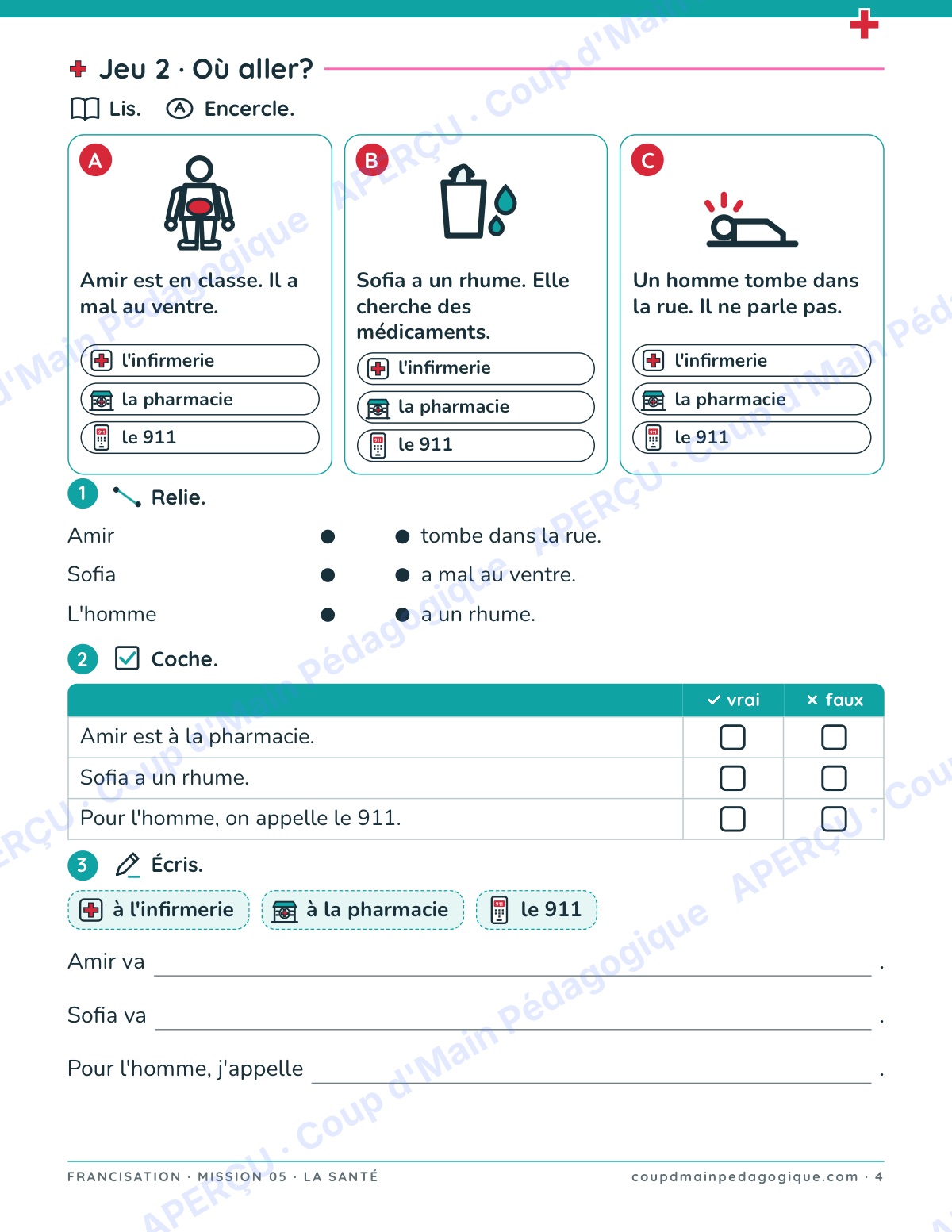 Page 4 — Mission 5 : la santé — 7e-9e, francisation