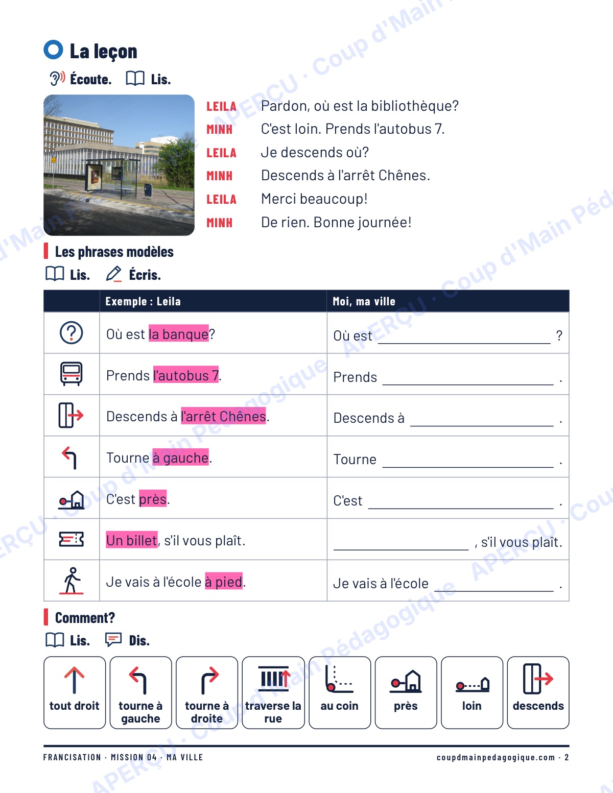 Page 2 — Mission 4 : ma ville — 7e-9e, francisation