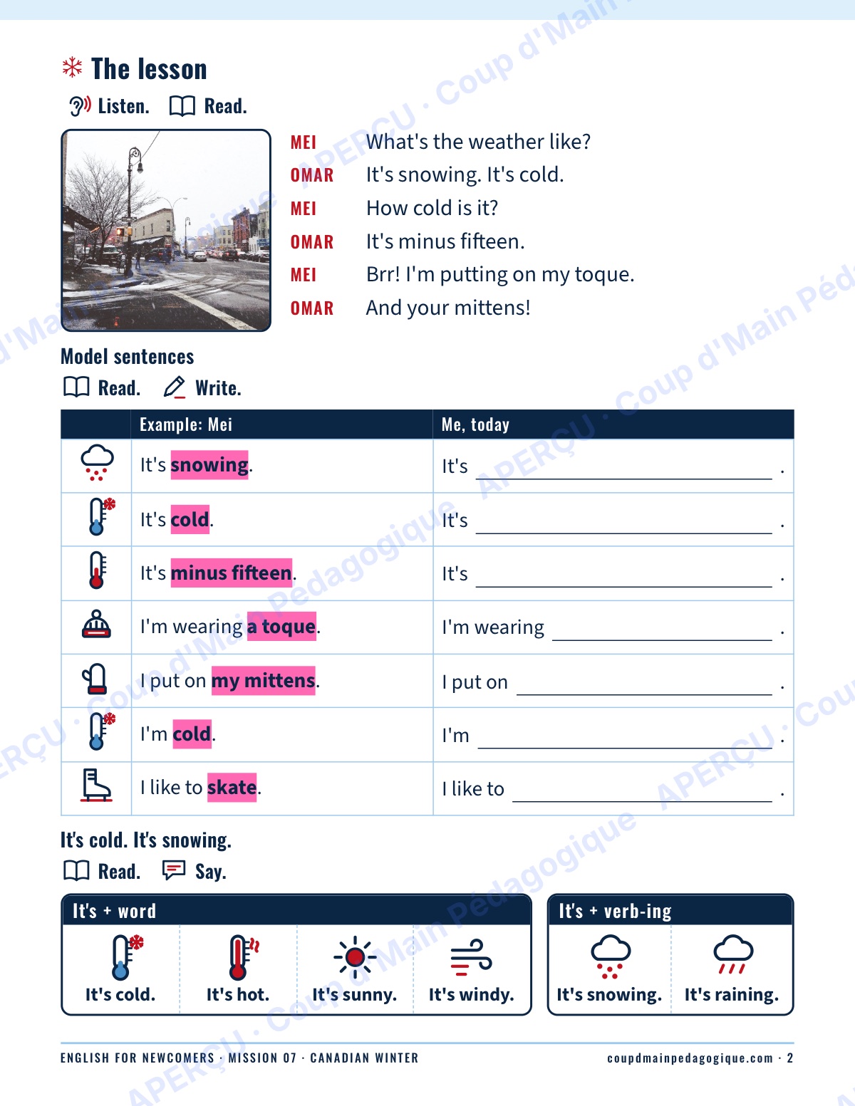Page 2 — Mission 7 : Canadian Winter — 7e-9e, anglais
