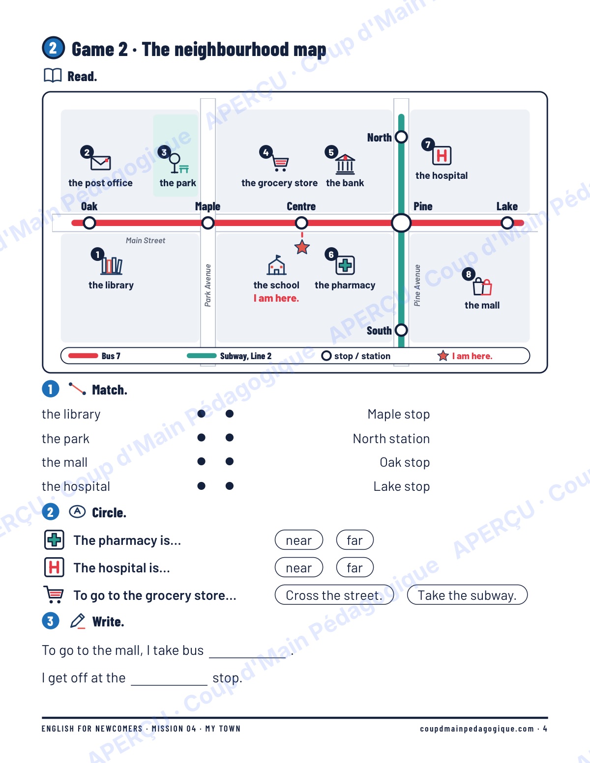 Page 4 — Mission 4 : My Town — 7e-9e, anglais
