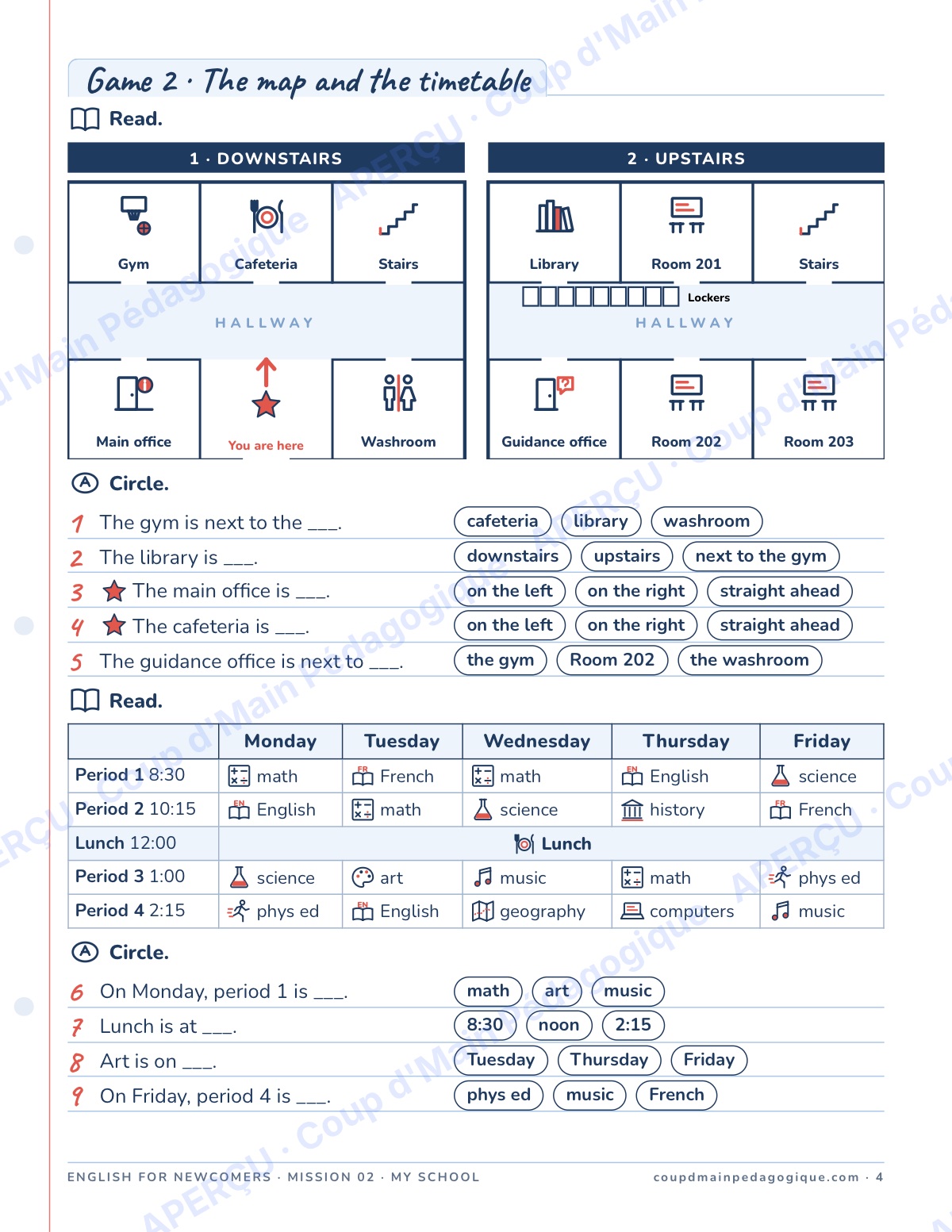 Page 4 — Mission 2 : My School — 7e-9e, anglais
