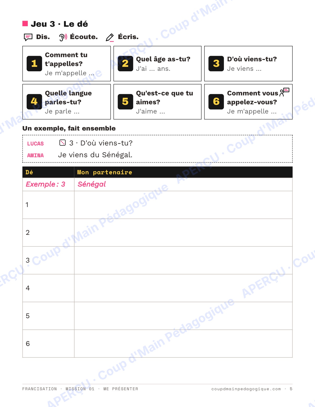 Page 6 — Francisation — 7e-9e année, trousse complète